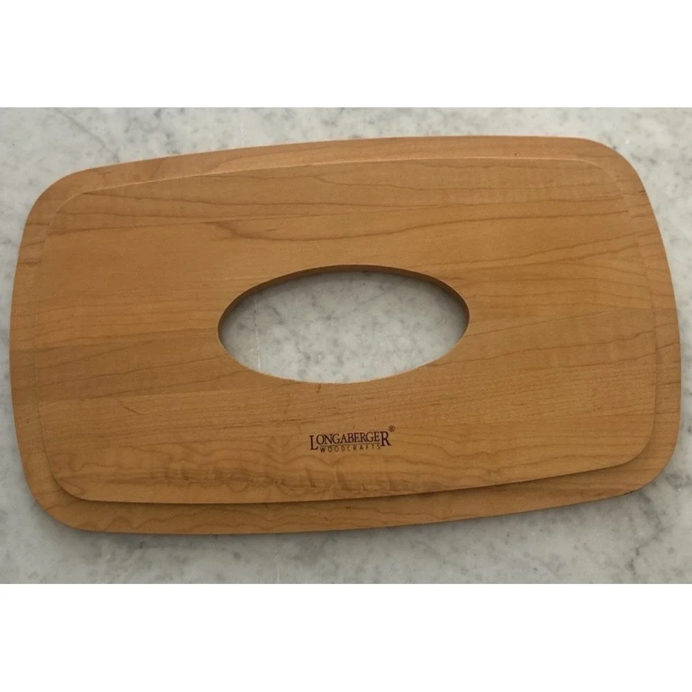 Longaberger 2000 Woven Long Tissue Box Basket with Wooden Lid, Liner & Skirt
